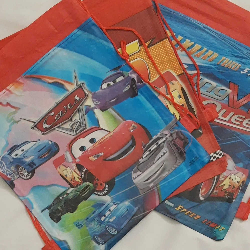 Disney Pixar Cars 2 Lightning McQueen Drawstring Tote Bags Party Favors 12 Pcs